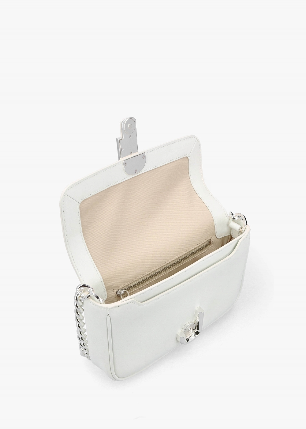 Marc Jacobs The J Marc White Silver Leather Shoulder Bag