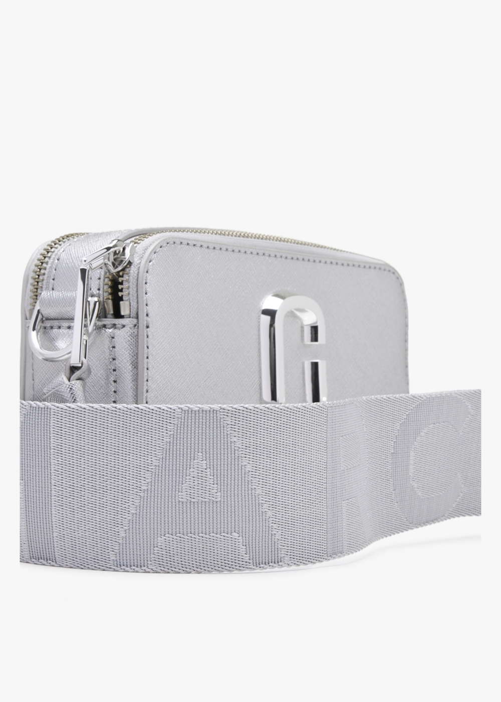 Marc Jacobs The Snapshot DTM Silver Leather Camera Bag