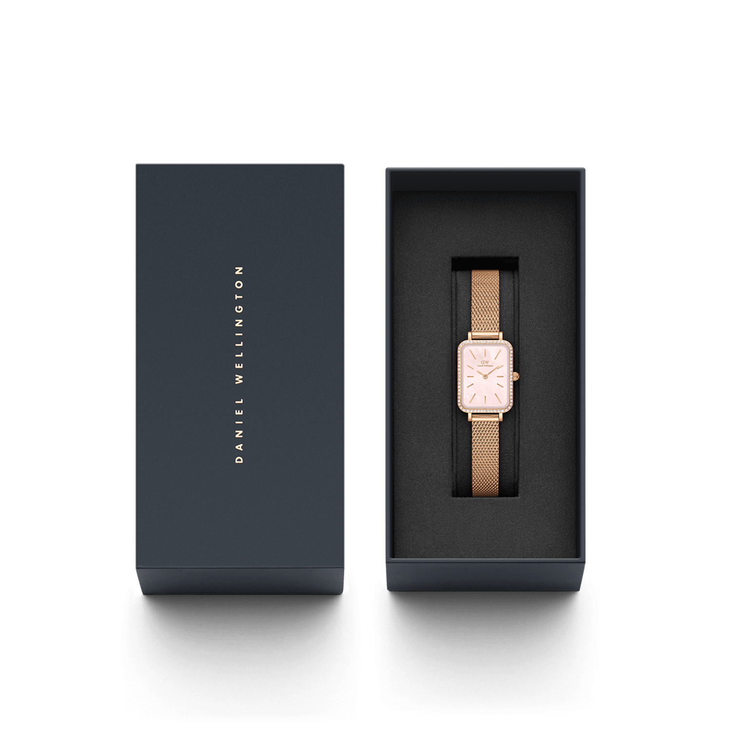 Quadro Bezel pink MOP watch - with rose gold strap | DW