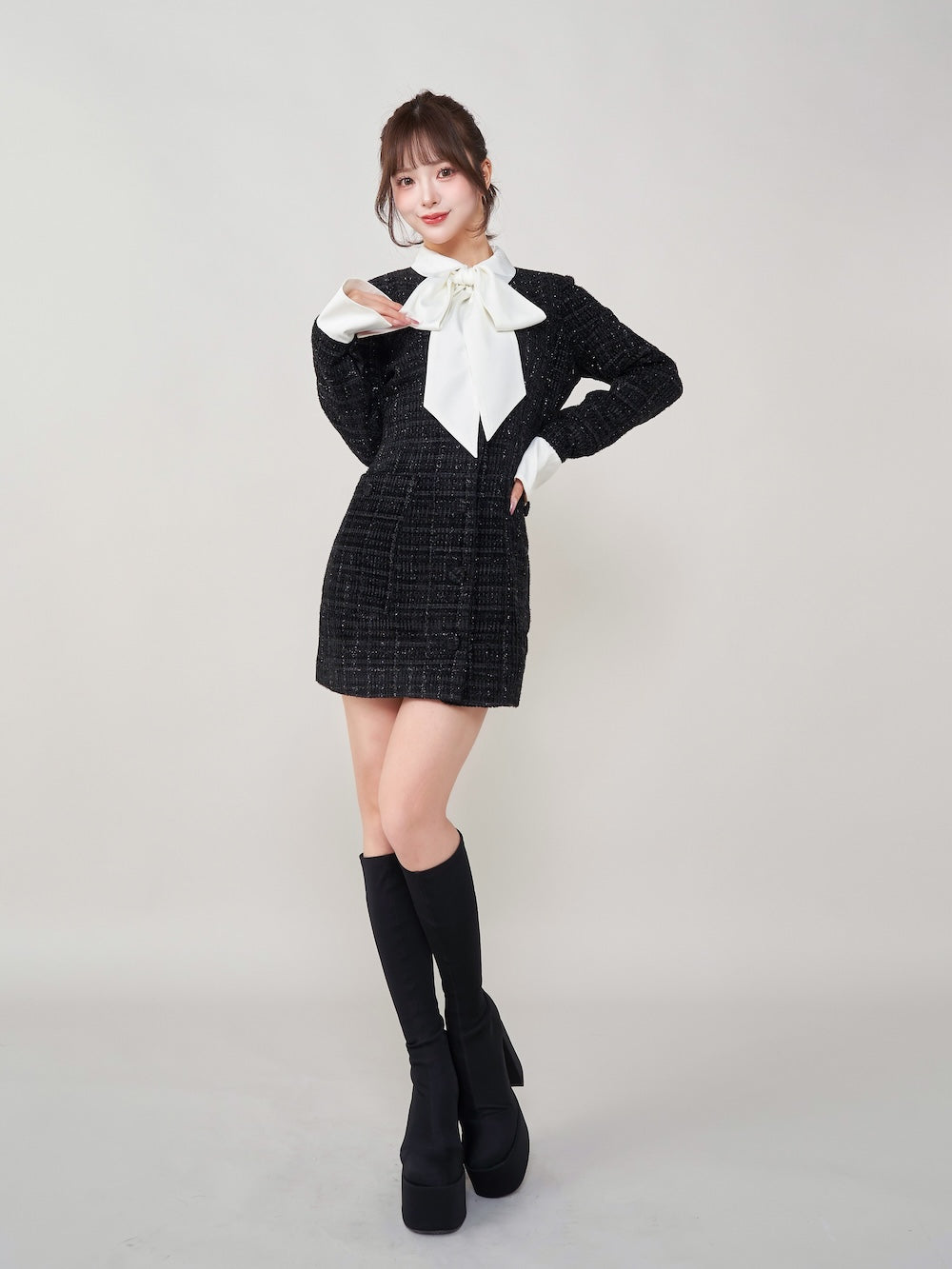 クラシカルボウタイツイードミニワンピース – Darich (ダーリッチ)