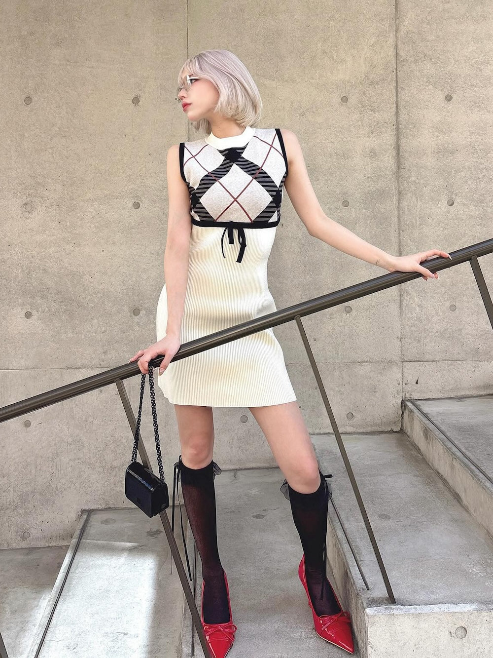 チェックジャガードニットミニワンピース – Darich (ダーリッチ)