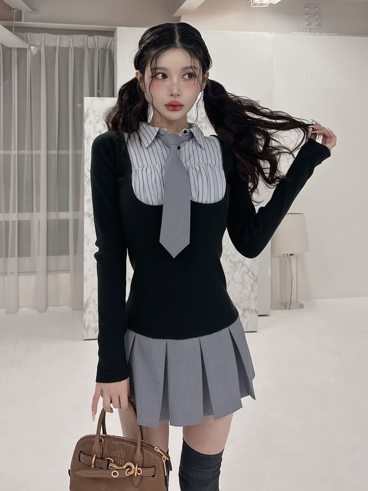 新品タグ付き ダーリッチ シャツドッキングニットミニワンピース FL