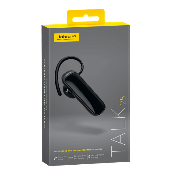Jabra - Talk 25 Bluetooth 4.0 Headset for High Definition Hands-Free C
