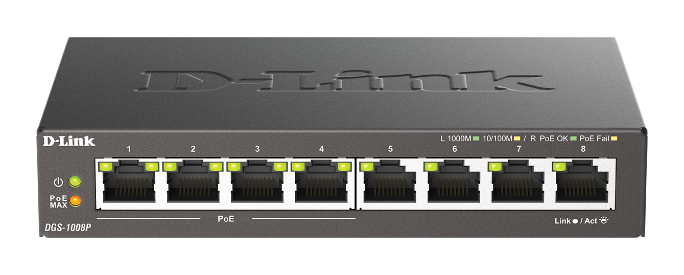 DGS-1008P 8-Port Gigabit Unmanaged PoE Switch | D-Link