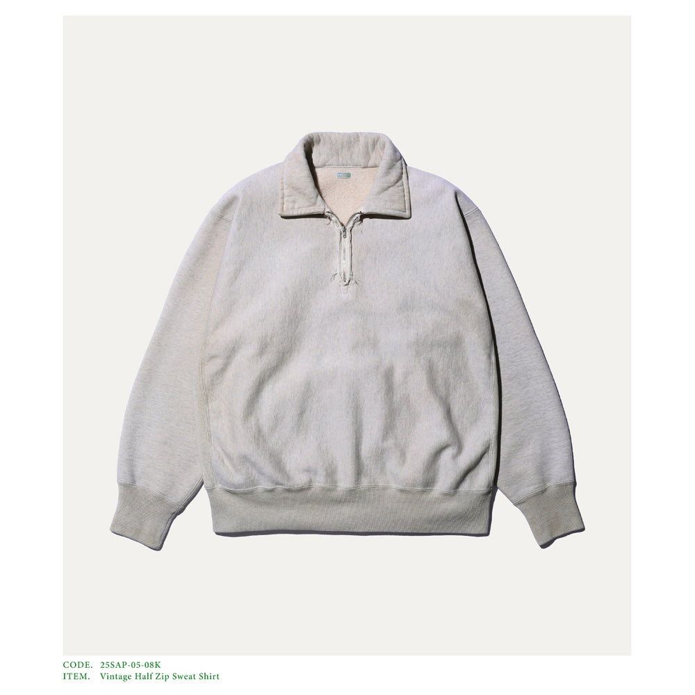 A.PRESSE (ア プレッセ) Vintage Half Zip Sweat Shirt 25SAP-05-08K