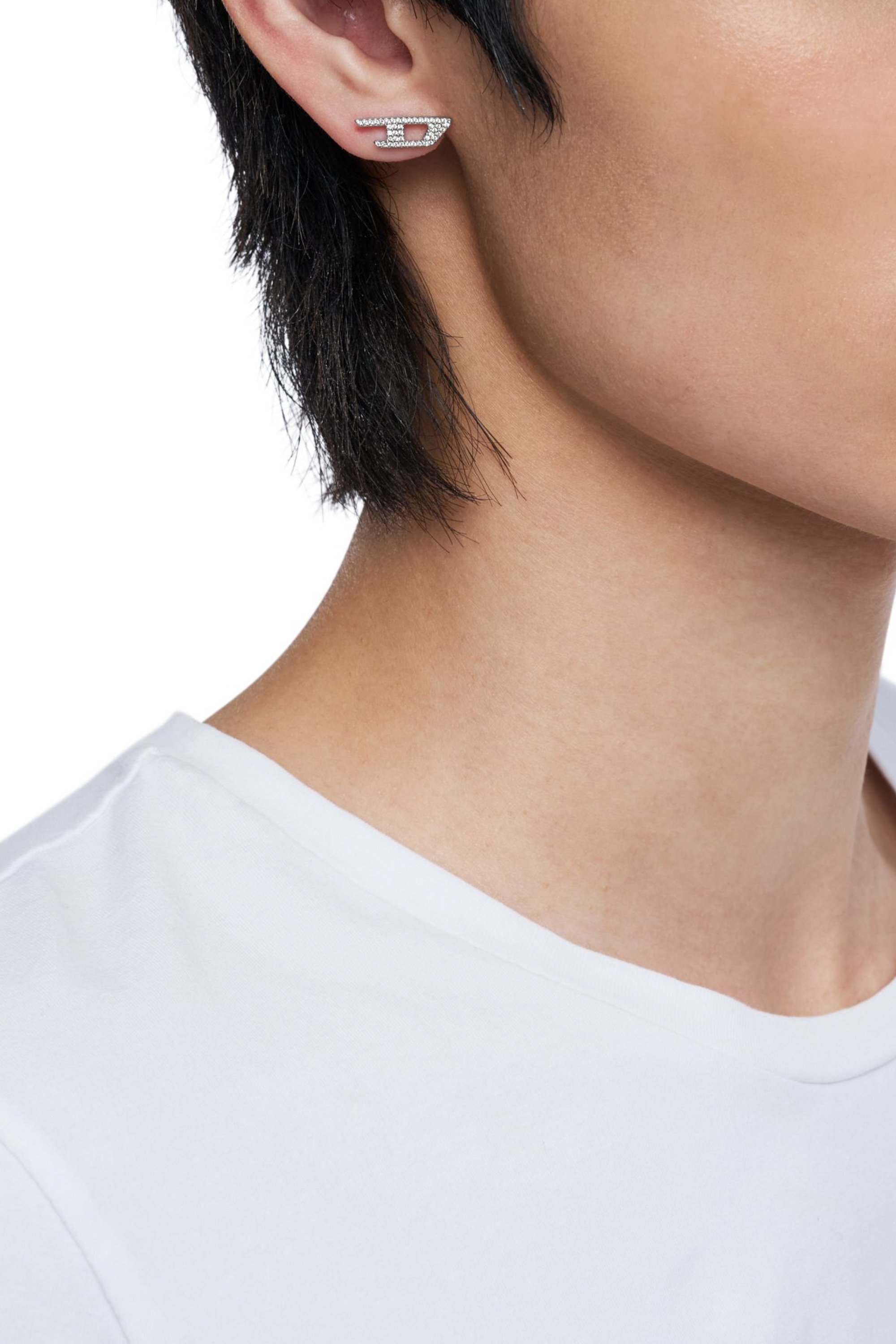 DX1630040 JEWELLERY Stainless steel glitz stud earring｜シルバー