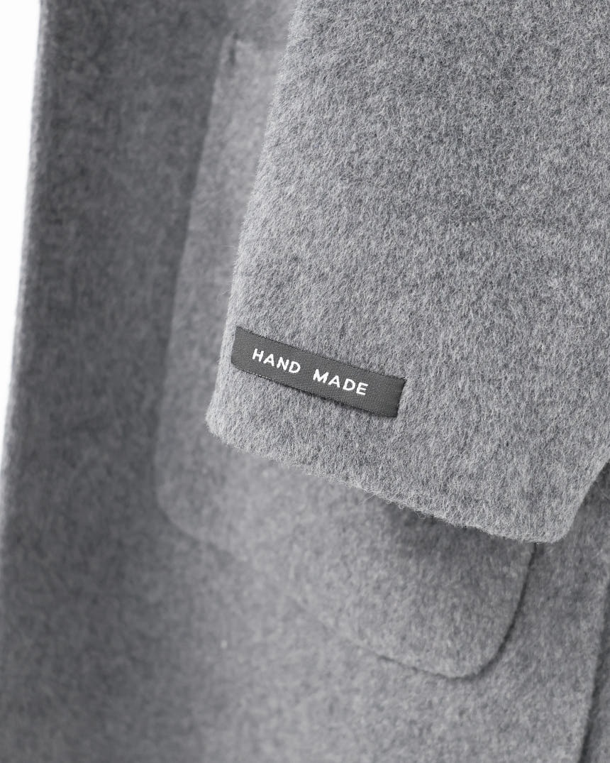 ストラップ&ファー付ウールフードハーフコート | レディース