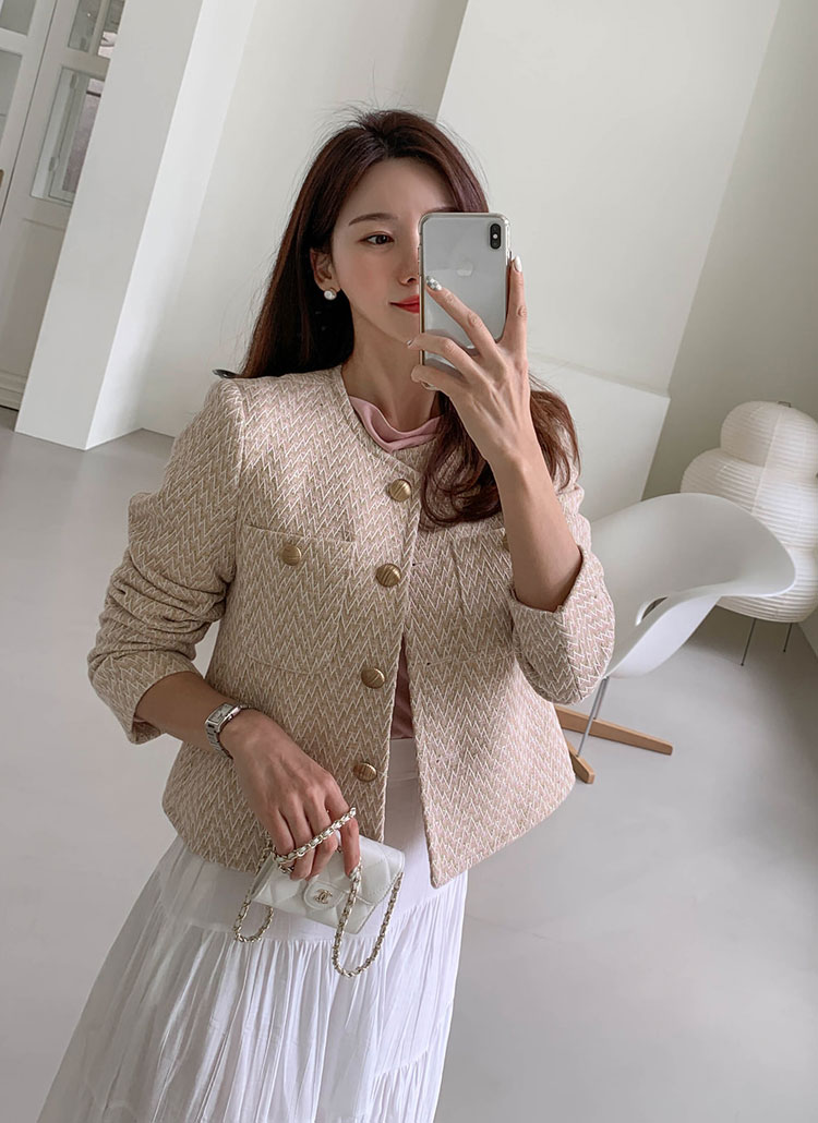 ゴールドボタンツイードジャケット | レディースファッション通販 - DHOLIC
