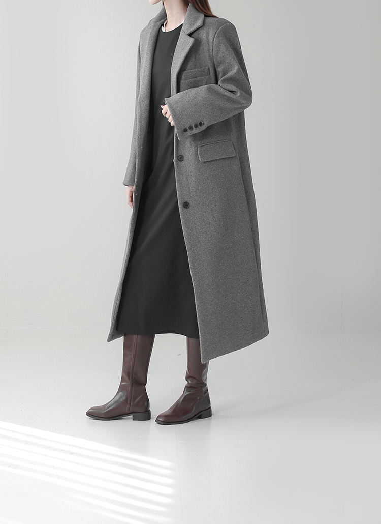ウールシングルボタンロングコート | レディースファッション通販 - DHOLIC