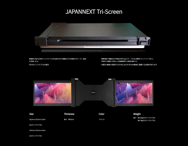 e-TREND｜JAPANNEXT JN-TRI-IPS101HDR [2画面モバイルディスプレイ