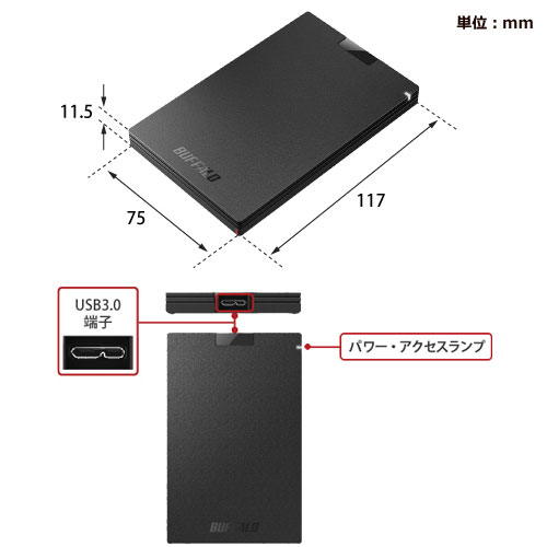 e-TREND｜バッファロー SSD-PG1.0U3-BC/D [外付けSSD ポータブル USB3