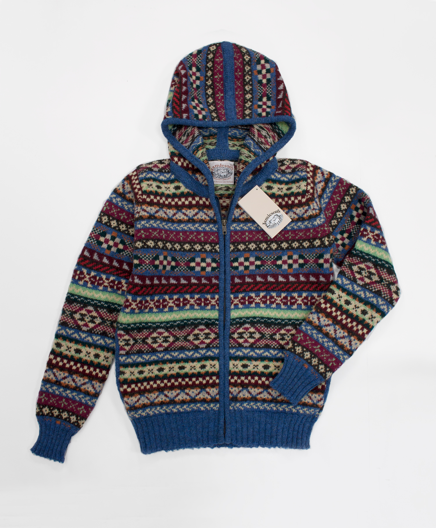 ジャミーソンズ フーデッドカーディガン ブルーミックス jamieson`s