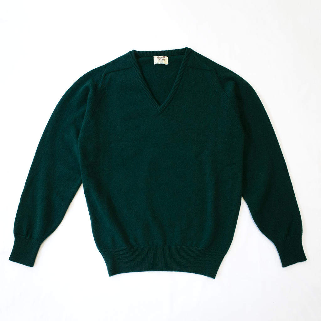 ウィリアムロッキー ジーロングラムズウールVネックセーター タータン