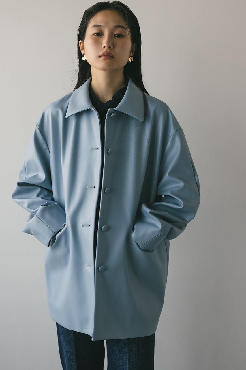 STYLEMIXER | ステンカラーフェイクレザージャケット (ジャケット