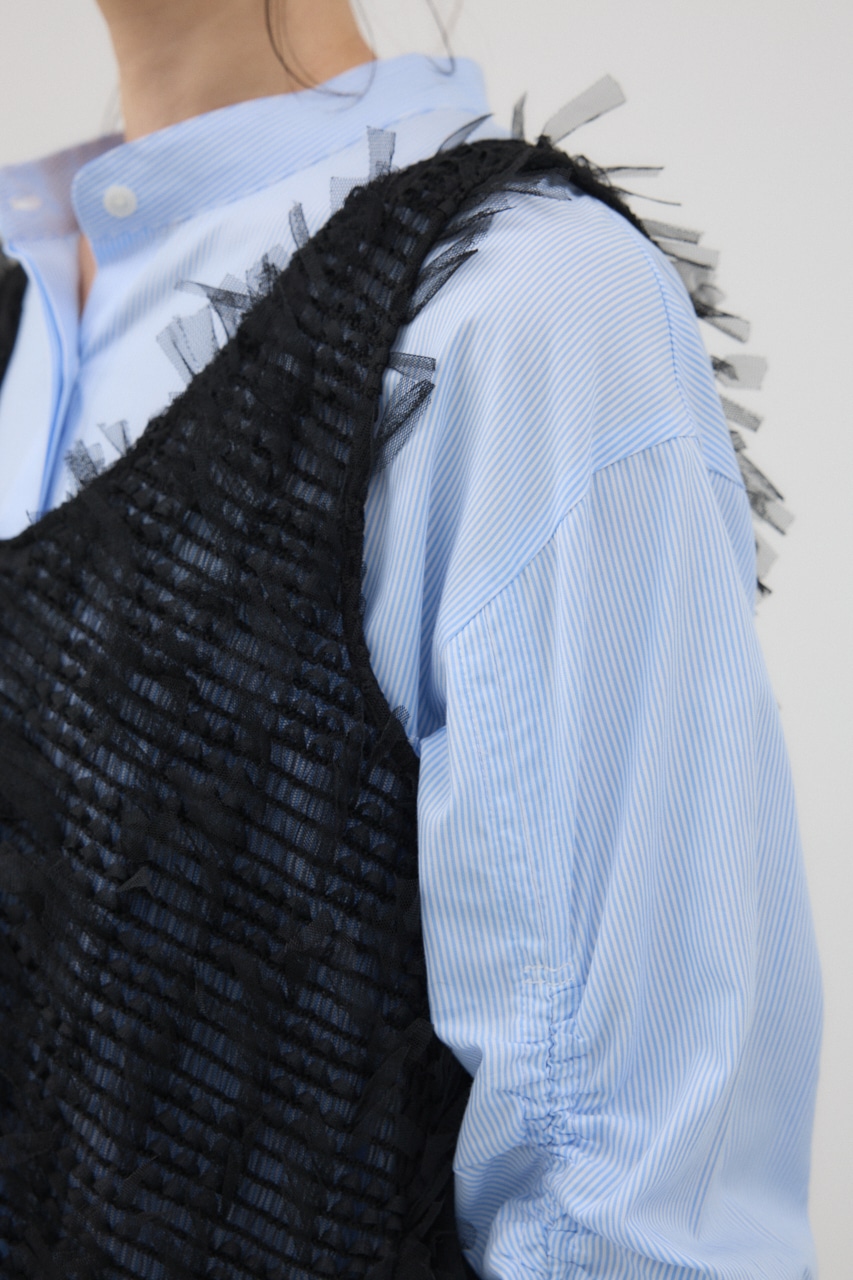 crie conforto | 前後2WAYリボンフリンジベスト (タンクトップ ) |SHEL