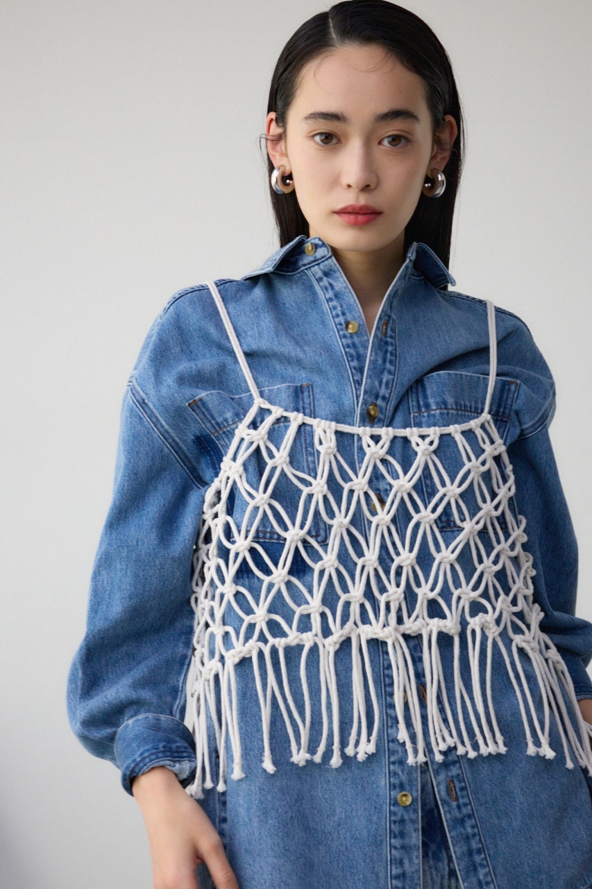 Bibiy. オフショルダーキャミソール 青白ストライプ Bibiy. オフ