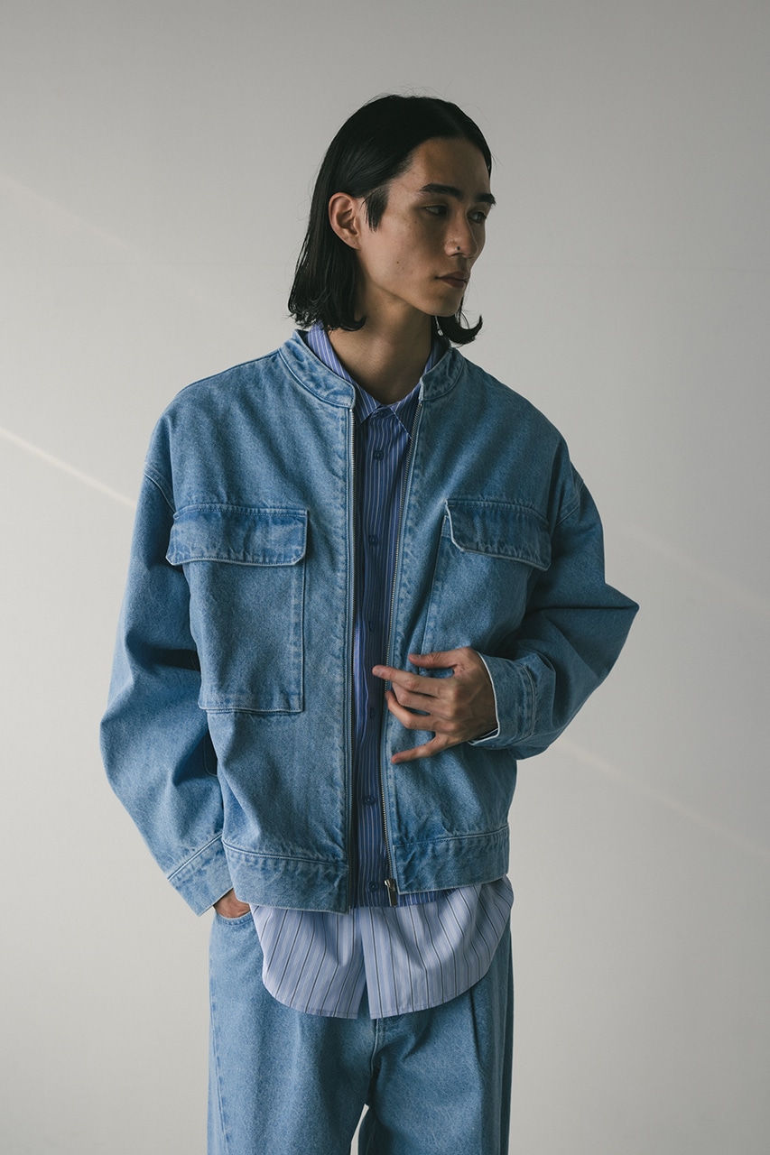 STYLEMIXER | ノーカラーデニムジャケット (デニムジャケット ) |SHEL