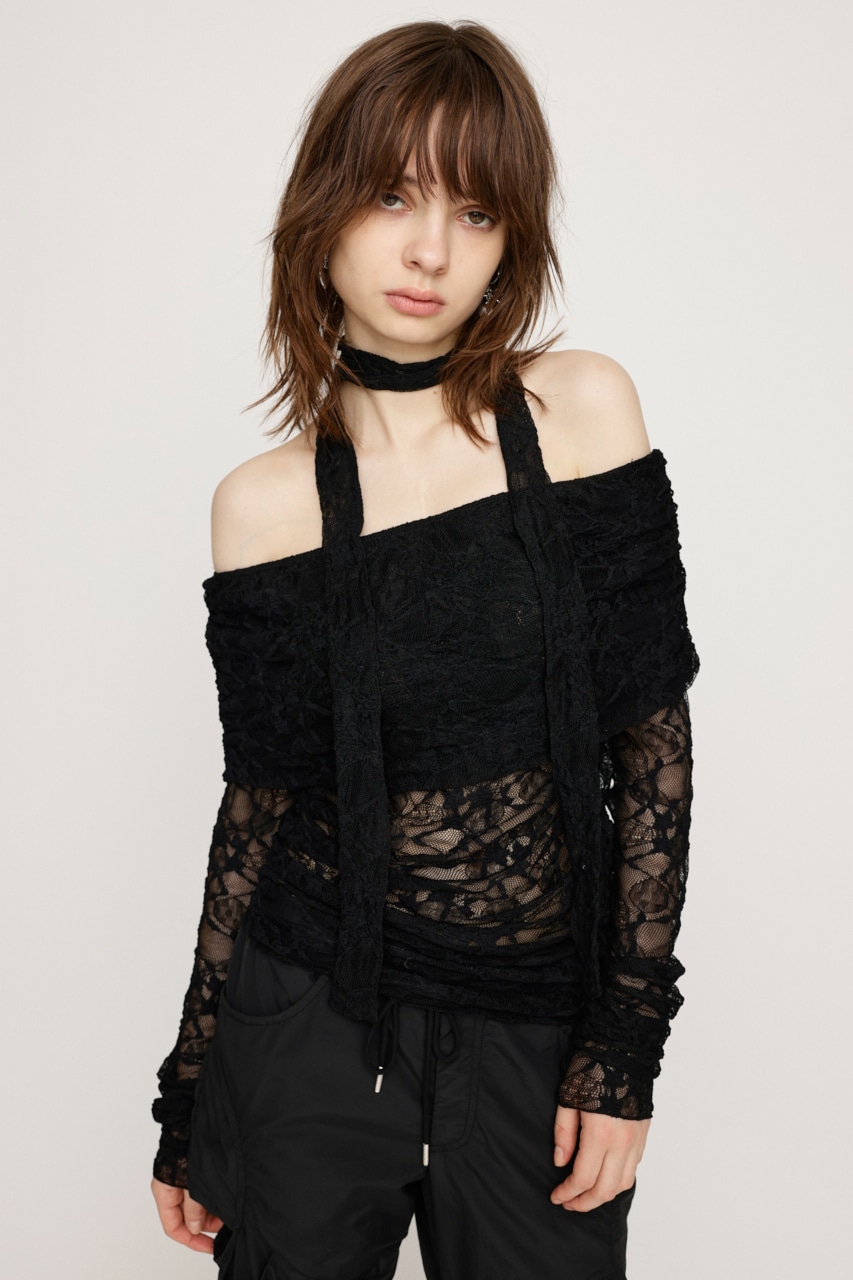 SLY | OFF SHOULDER CUT LACE トップス (Tシャツ・カットソー(長袖