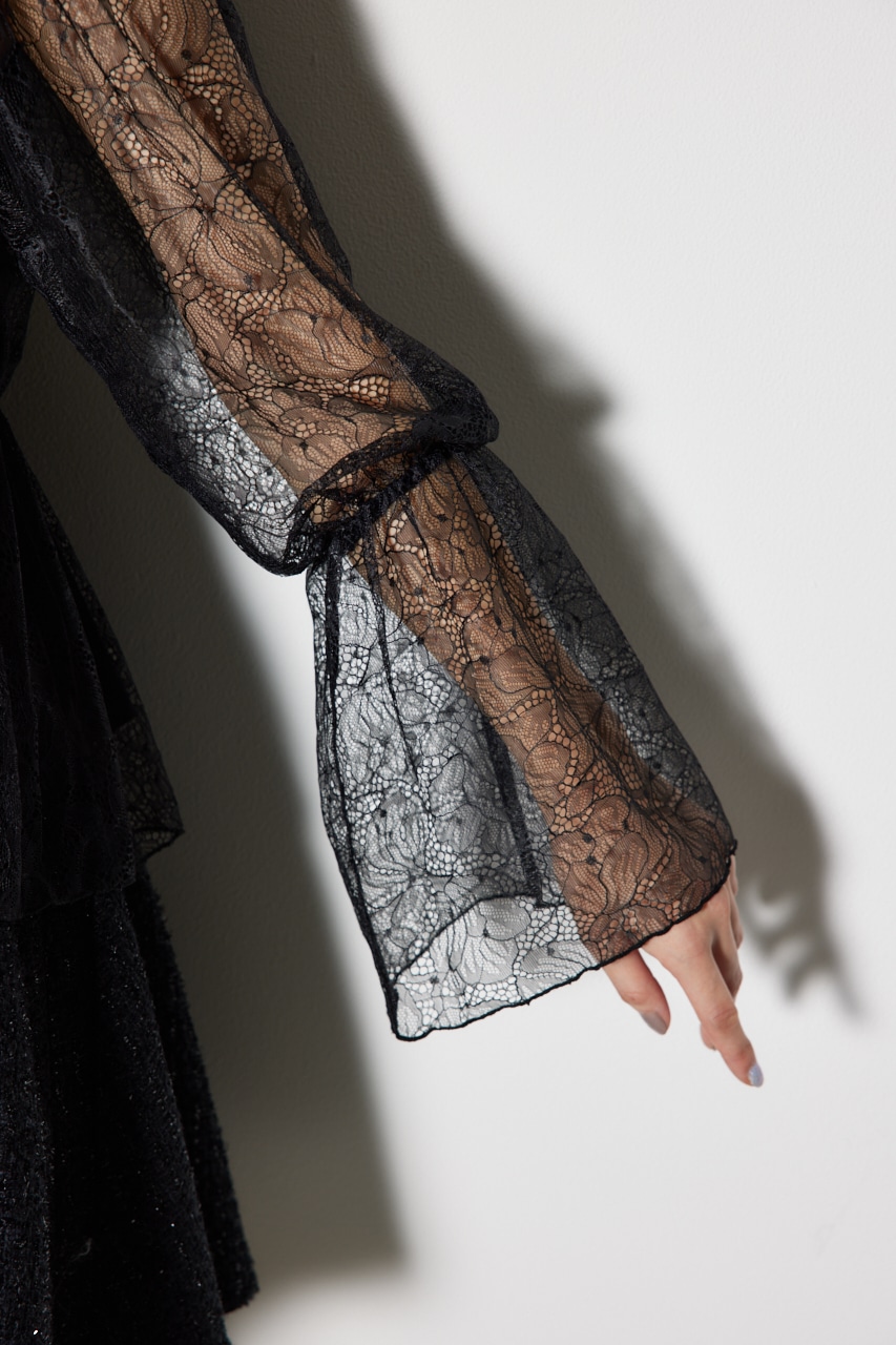 rienda | コルセット風シャーリングレースブラウス (シャツ・ブラウス