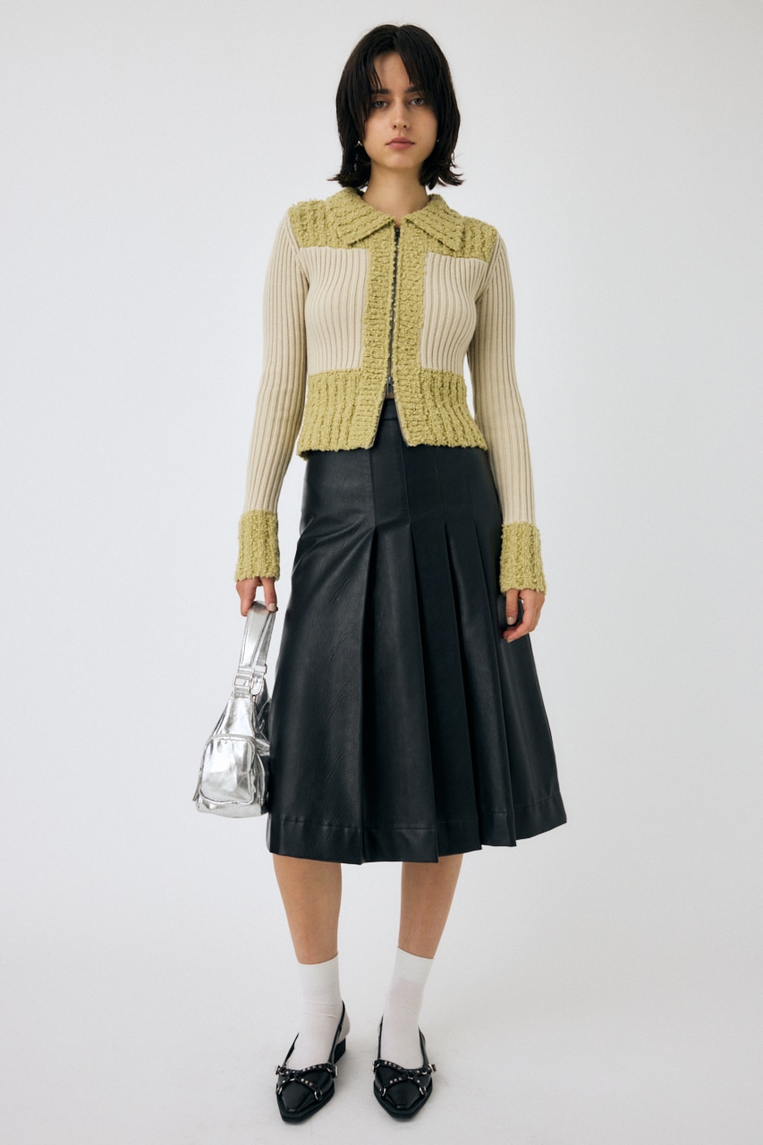 MOUSSY | F/LEATHER TUCKED ミディスカート (スカート(ミディアム