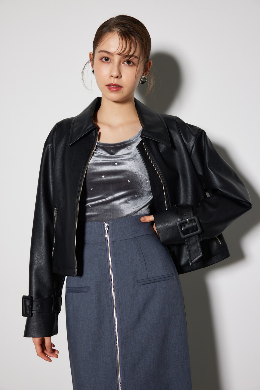 rienda | フェイクレザーショートZIPジャケット (ジャケット ) |SHEL