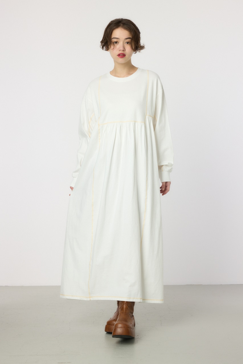 RODEO CROWNS WIDE BOWL | 配色ステッチティアードマキシワンピース