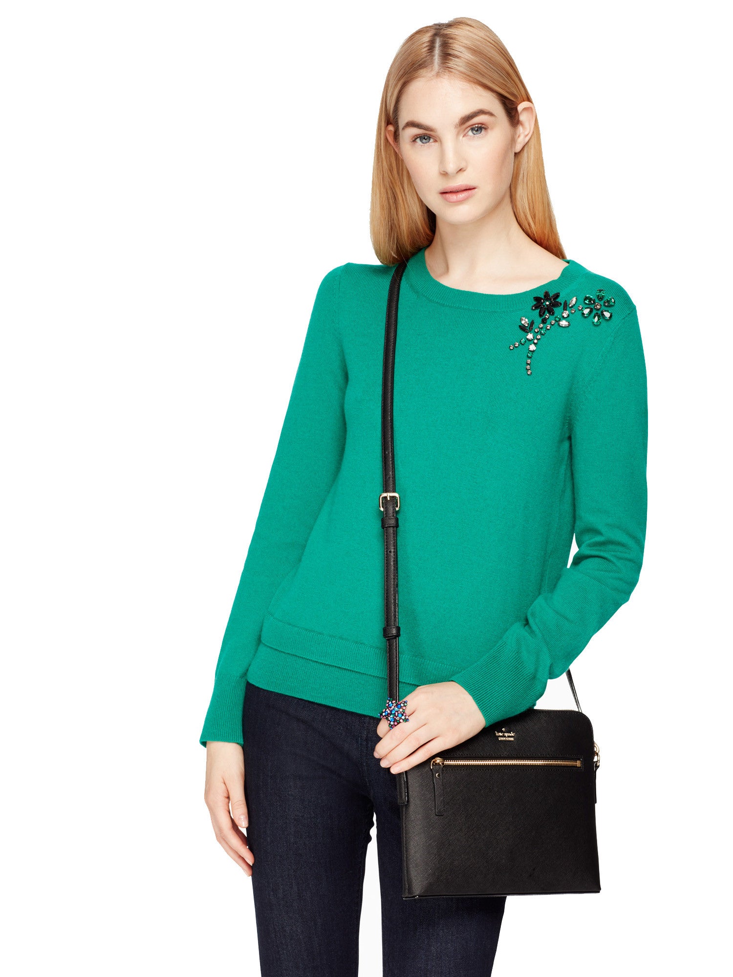 Zana Black Crossbody Handbag with Phone Charger | Everpurse