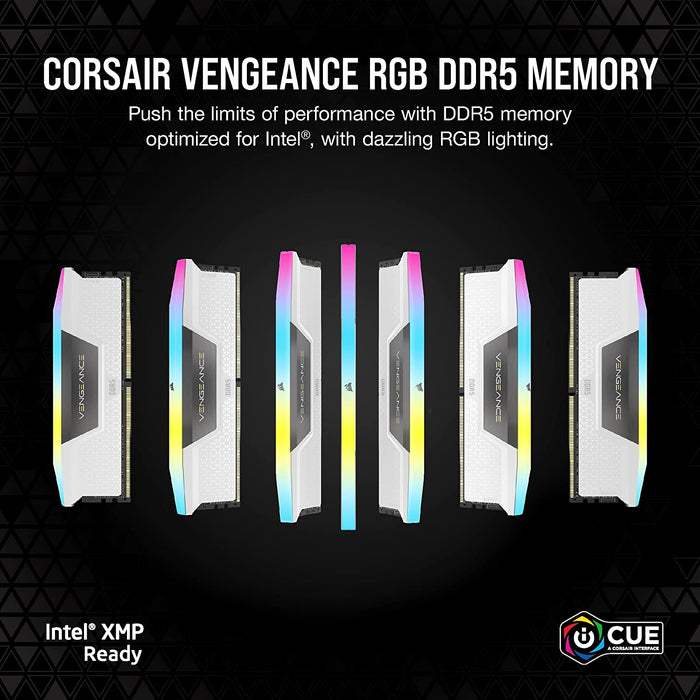 Corsair Vengeance RGB 32GB Desktop Memory RAM, DDR5 5200MHz, White