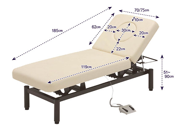 低反発 電動リクライニングエステベッド(幅75cm) / マッサージベッド