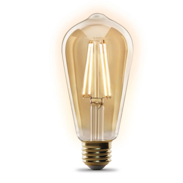 5.5W (60W Replacement) ST19 E26 Straight Filament Amber Glass