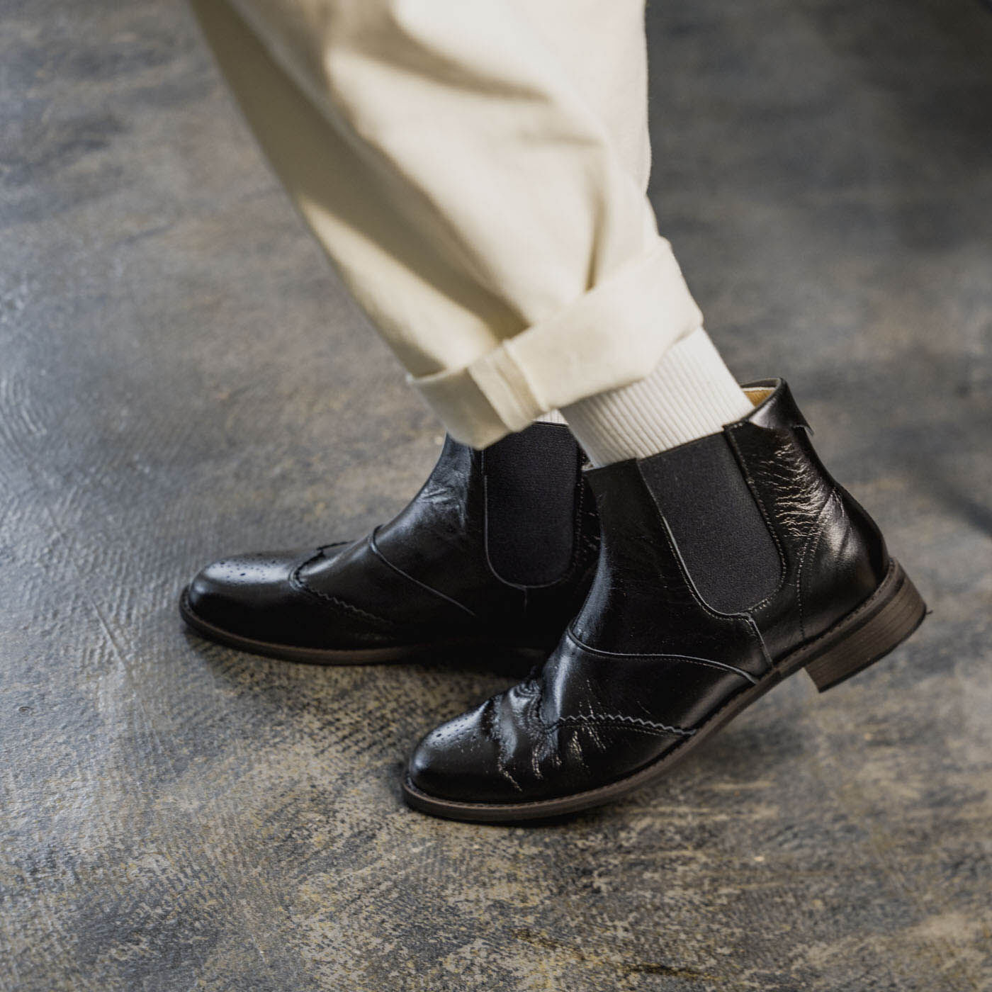 長田の靴メーカーと作った 職人本革のサイドゴアブーツ〈ブラック〉[本