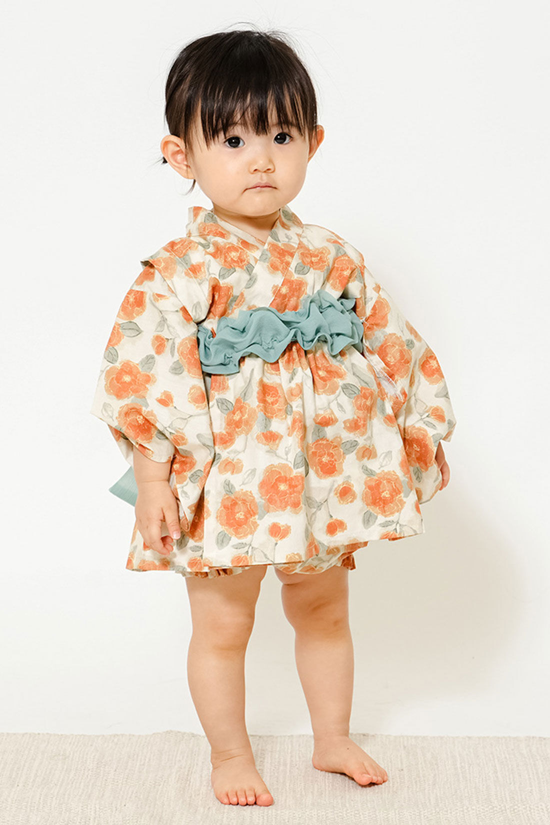 Mama select］ ベビー浴衣〈オレンジフラワー〉｜フェリシモギフト