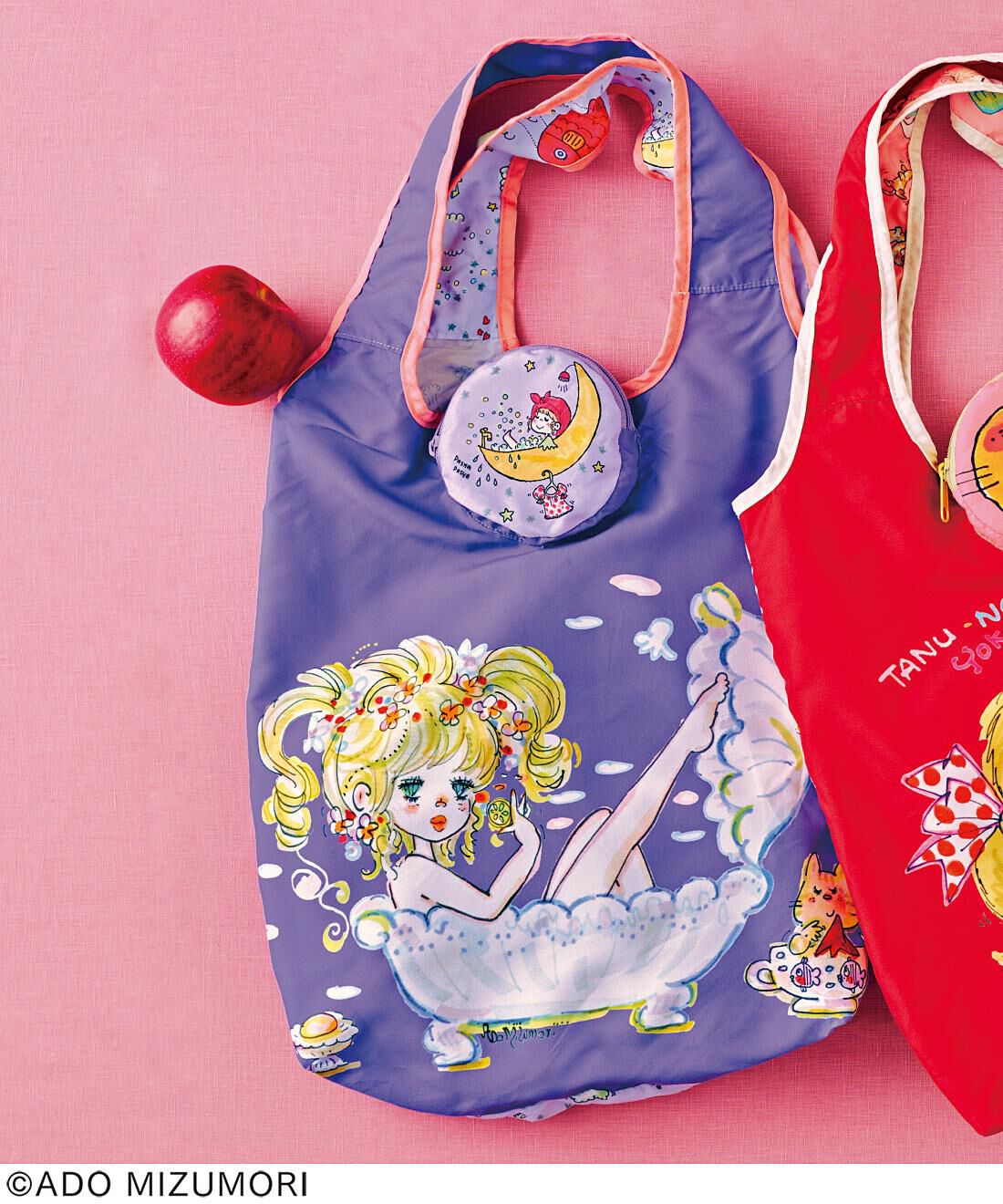 カワイイ！ 水森亜土 たたんでしまえるエコバッグ〈パープル