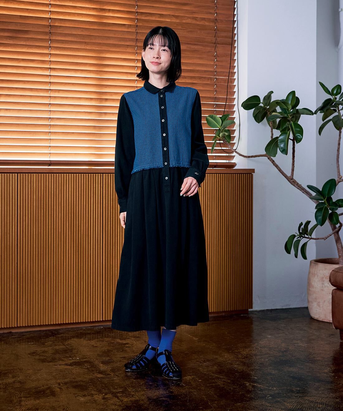 サニークラウズ feat. bonpon ponさんのブルーチェックワンピース