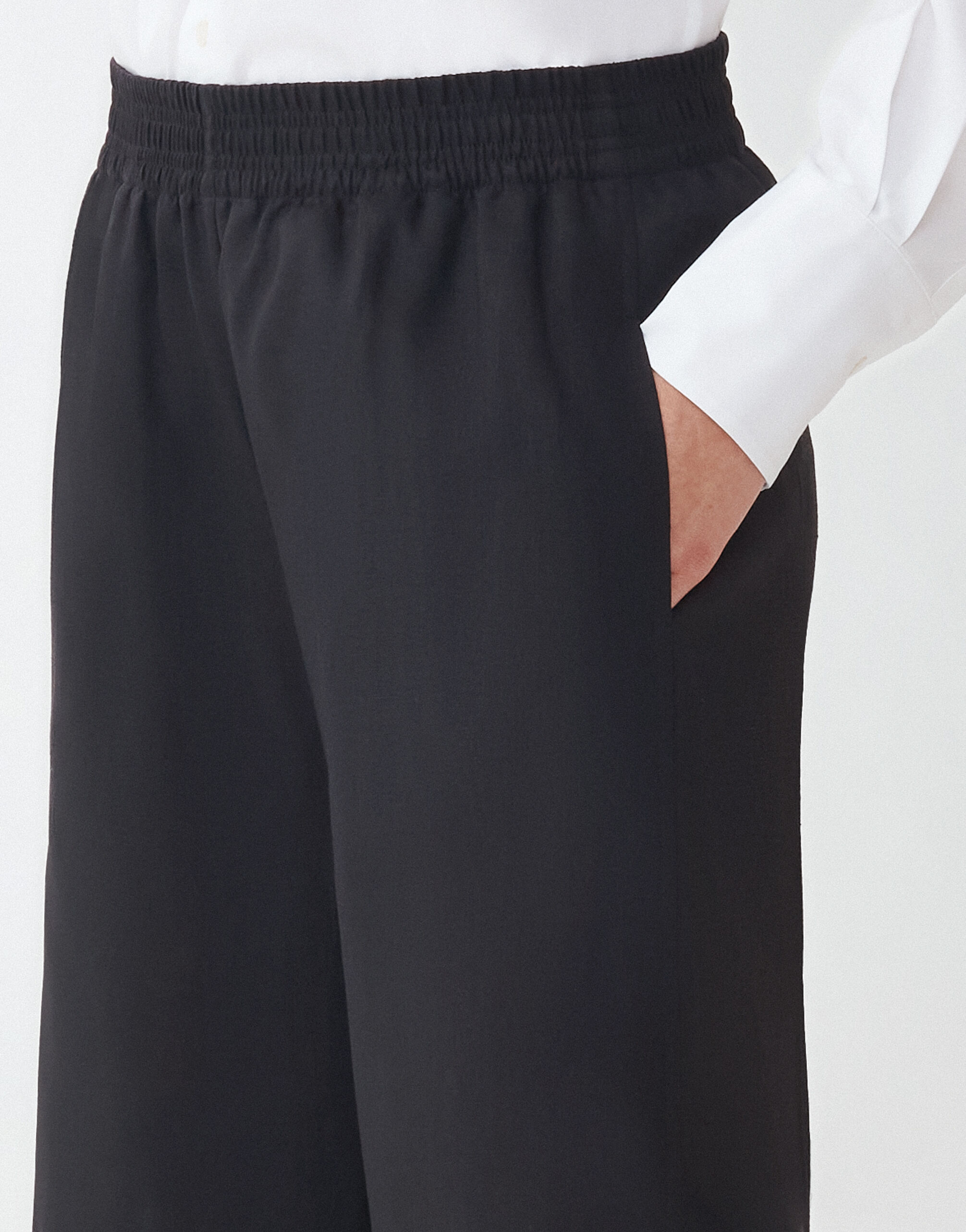 LINEN CLOTH WIDE LEG TROUSERS WITH ELASTIC WAISTBAND for Women