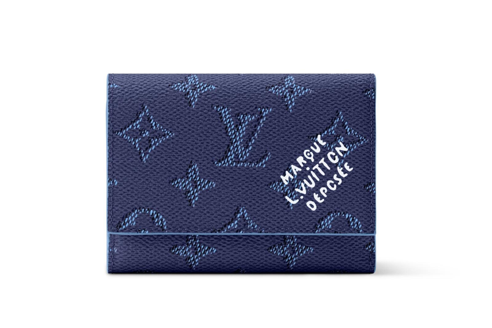 ルイ・ヴィトンのモノグラム財布、上品ネイビーのミニウォレット