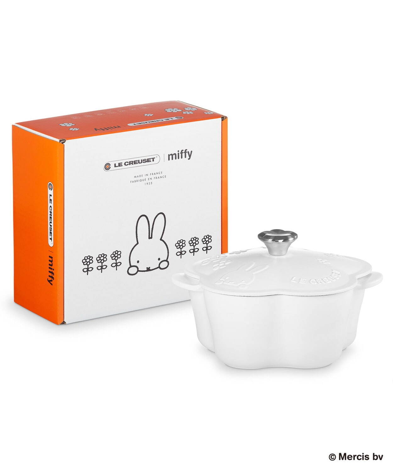 ル・クルーゼ×ミッフィー“花型”鍋＆コラボプレート、イラスト入り