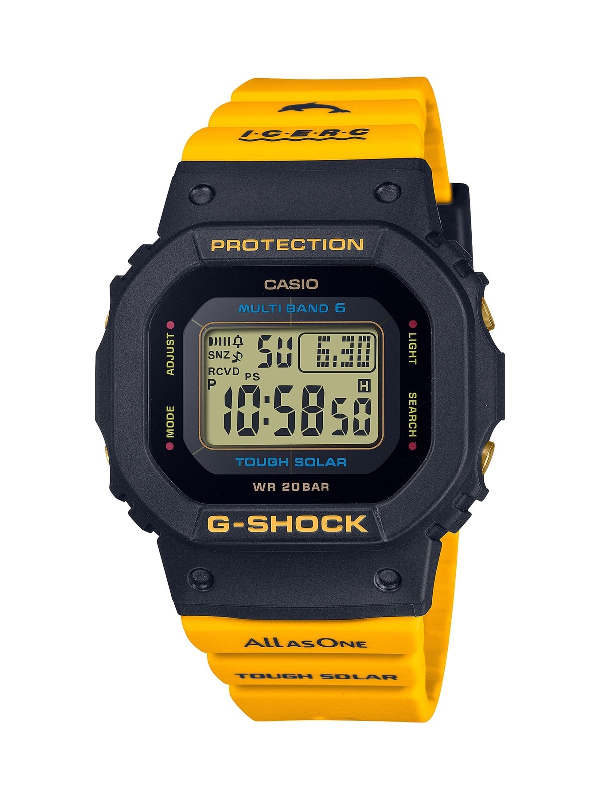 G-SHOCK“イルカ＆クジラ”モチーフの腕時計、ブラック×イエローの大胆
