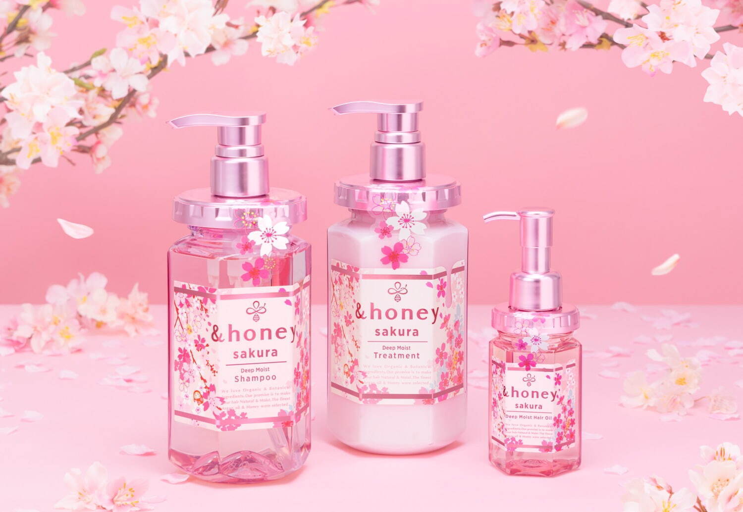 アンドハニー「桜の香り」春限定ヘアケア、“しっとりorサラサラ”の2