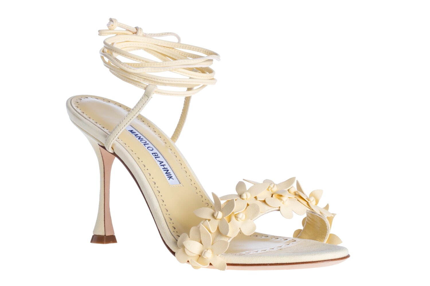 マノロ ブラニク“花々咲き誇る”ミュール＆足首ストラップ付きヒール