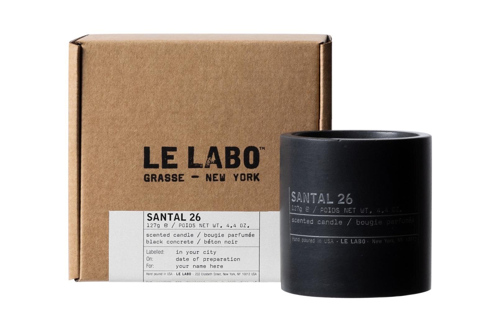 ル ラボ“黒色”フレグランスキャンドル、レザー風スモーキーな