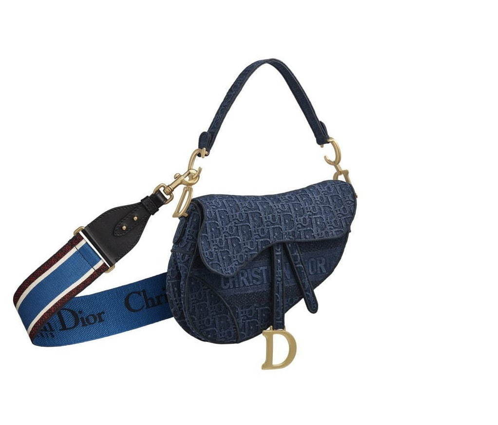 ディオール「サドル」バッグ新作、デニム刺繍の“ディオール オブリーク