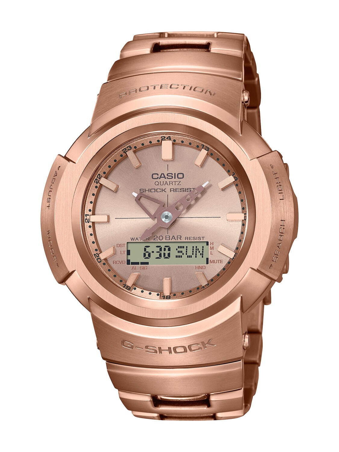 G-SHOCK“ローズゴールド”のフルメタル腕時計、“金属の塊”から削りだ