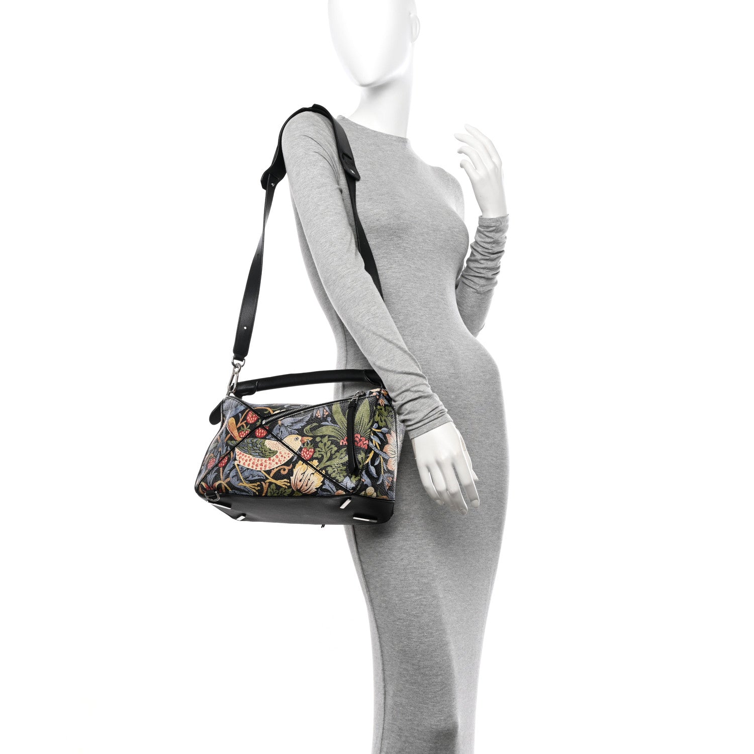 Loewe X WILLIAM MORRIS Calfskin Puzzle Bag Black Multicolor