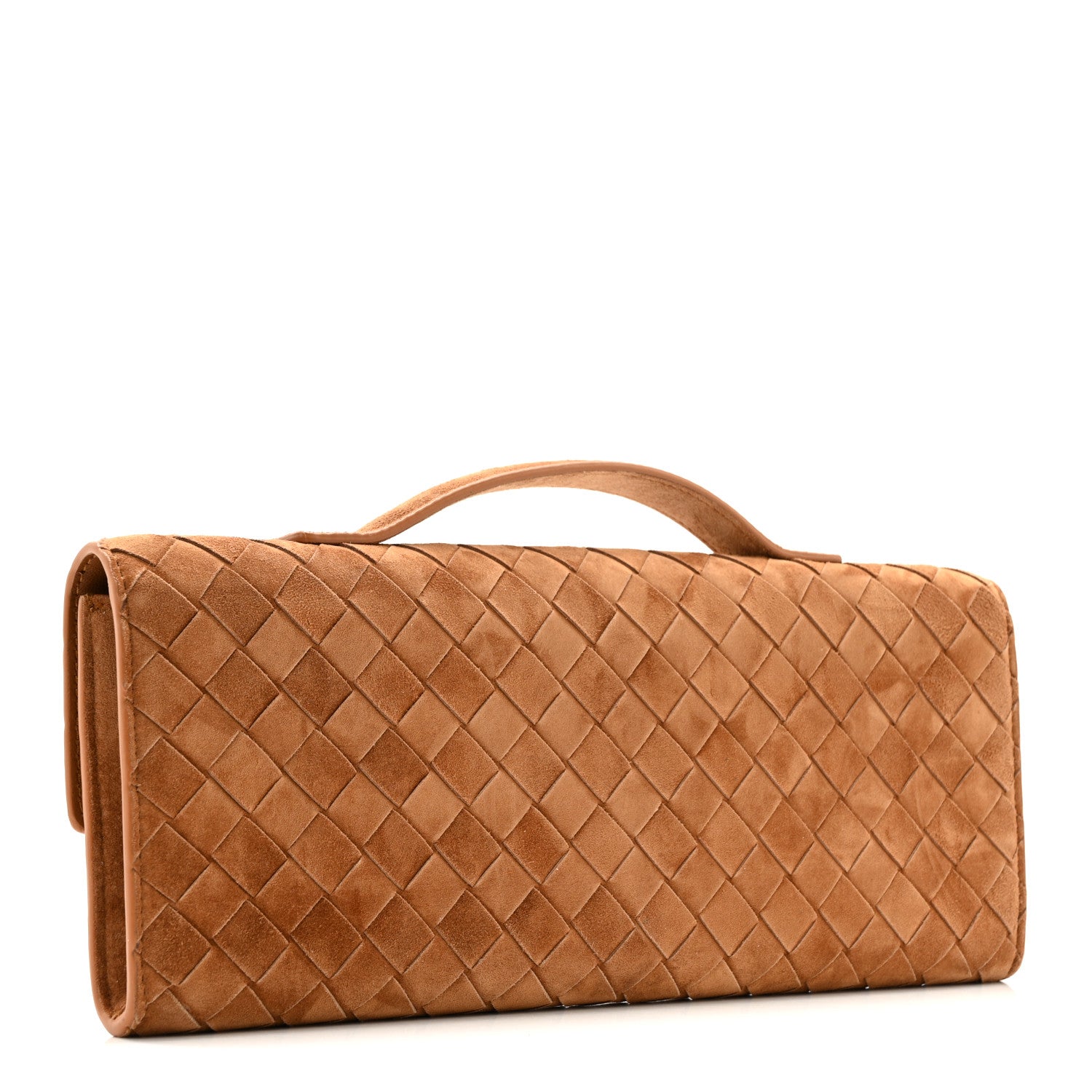 Bottega Veneta Suede Intrecciato Long Andiamo Top Handle Clutch