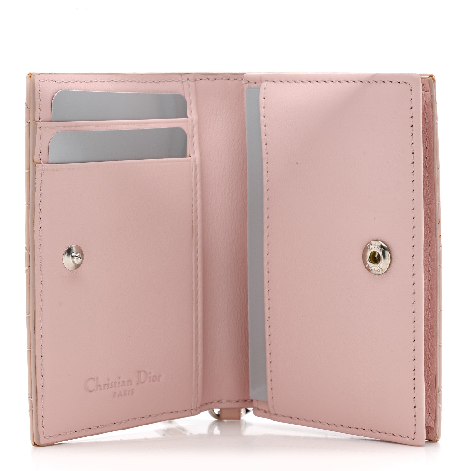 Christian Dior Patent Cannage Lady Dior Bloom Card Holder Rose