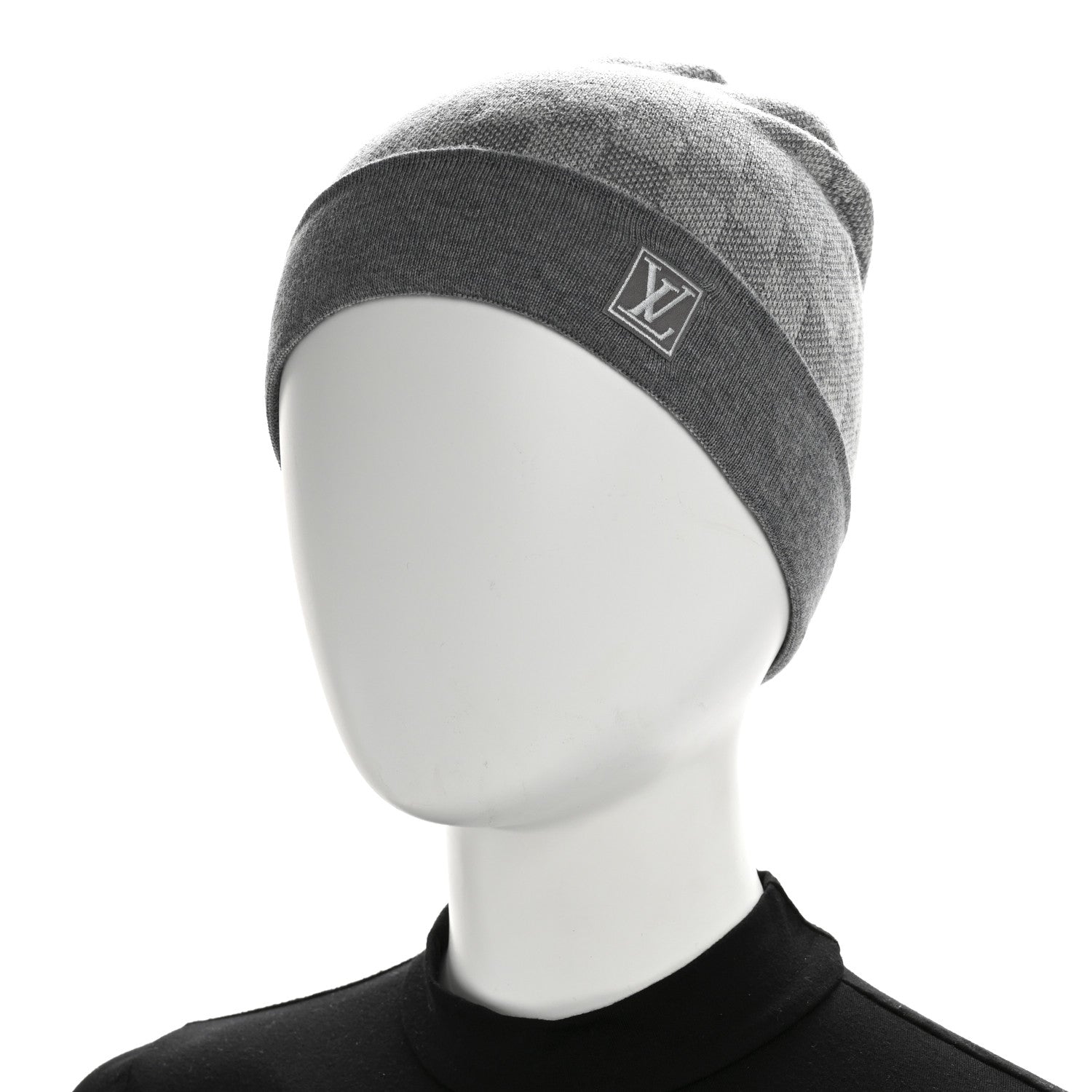 Louis Vuitton Wool Bonnet Petit Damier Beanie Hat Grey 1742358