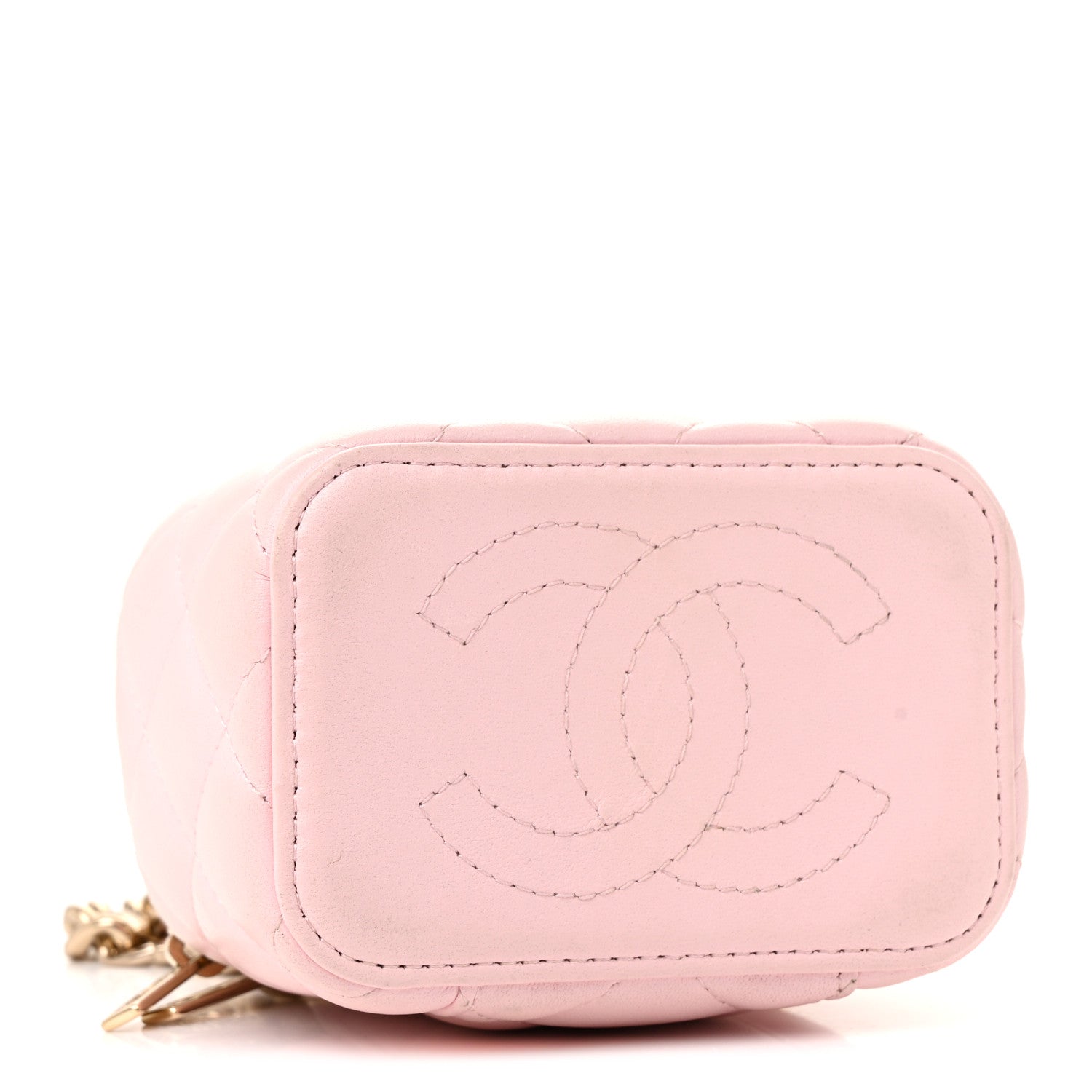 Chanel Lambskin Quilted Enamel Coco Mini Vanity Case With Chain
