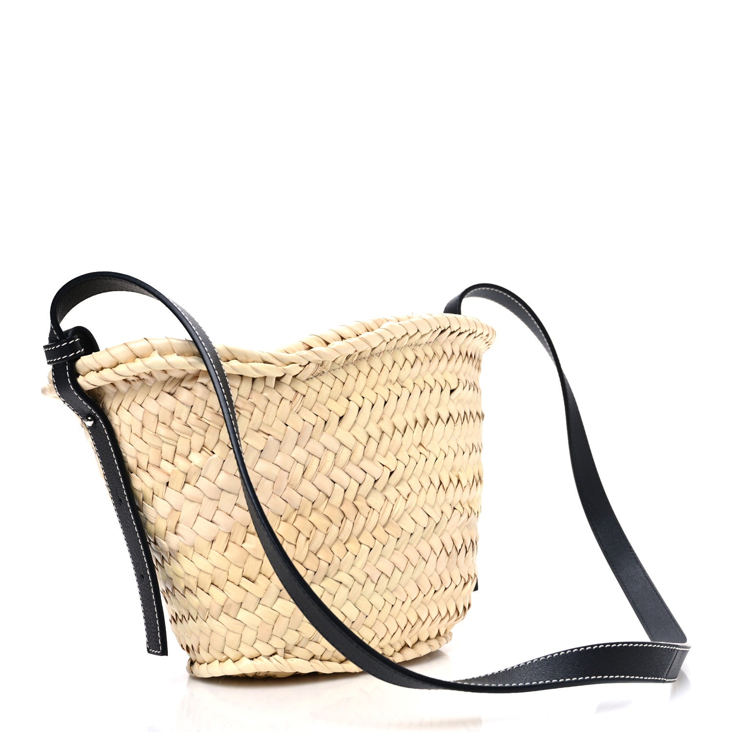 Loewe Raffia Drawstring Basket Tote Bag Natural Black 1775819