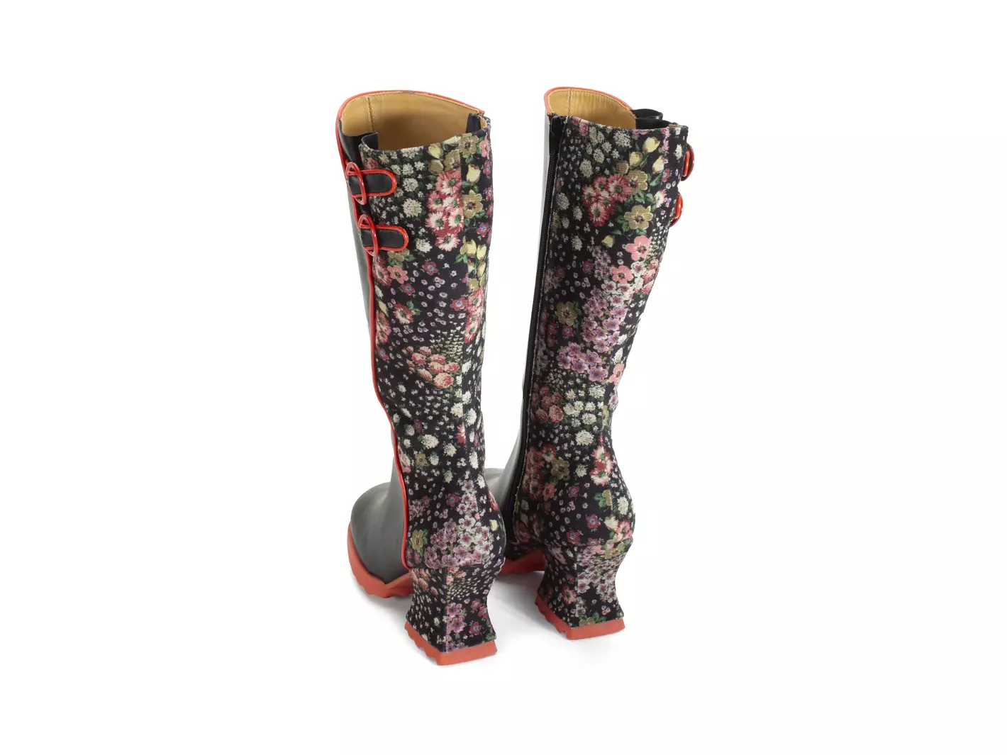Pare - Black/Floral | Zip-Up Tall Boots | Fluevog Shoes